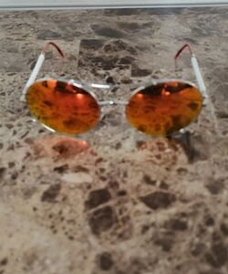 Invicta Unisex Round Silver-tone Sunglasses Red Lenses IEW048-21